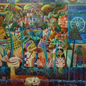 "Tellus Mater"  1981 Huile s/Panneau 150x150 Collection Ville de Chateaubernard