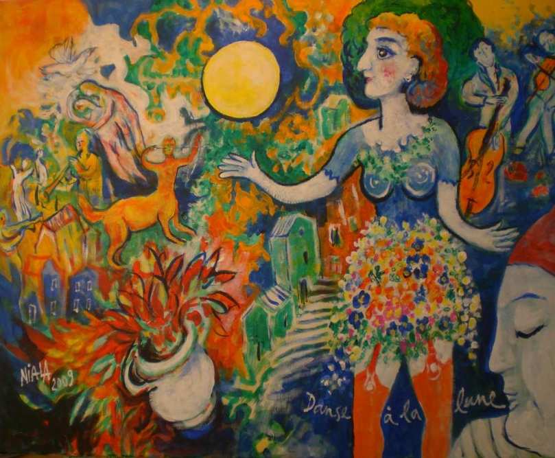 DANSE A LA LUNE 2009 Huile toile 73 x 60 001