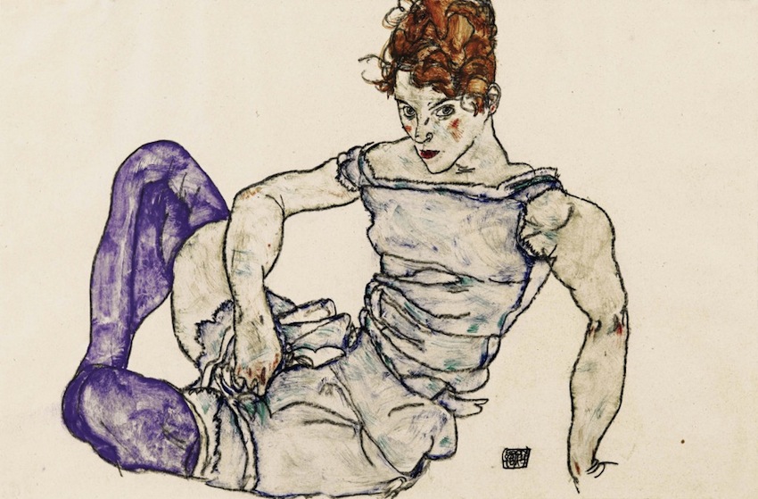 Egon-Schiele-Sitzende-Frau-in-violetten-Strümpfen-1917-©Courtesy-Richard-Nagy-Ltd.-London